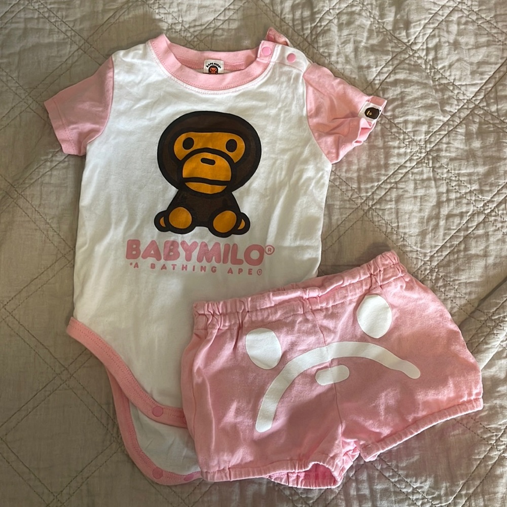 Bape Baby Milo Pink and White Kids Matching Set